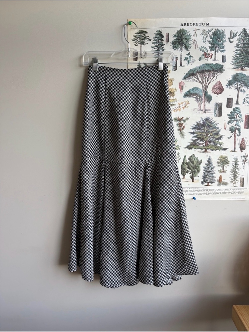 Black and White Check Midi Skirt XS